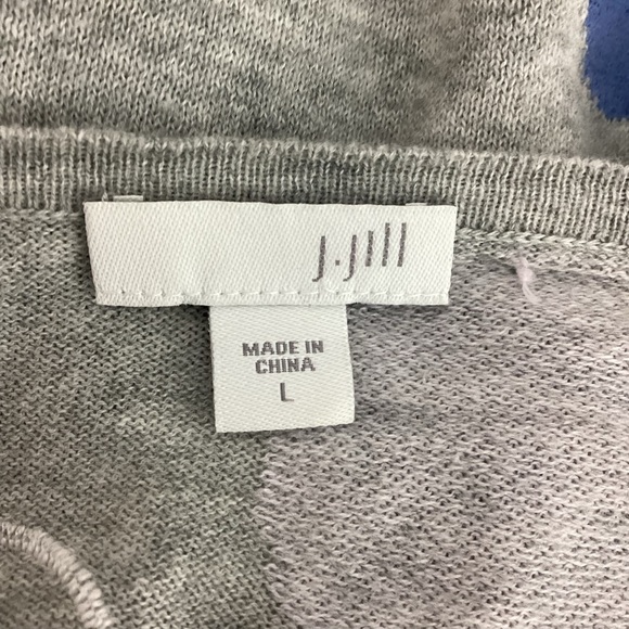 J.Jill Gray Cotton Floral Polka Dot Pullover Sweater Size L - Picture 6 of 7